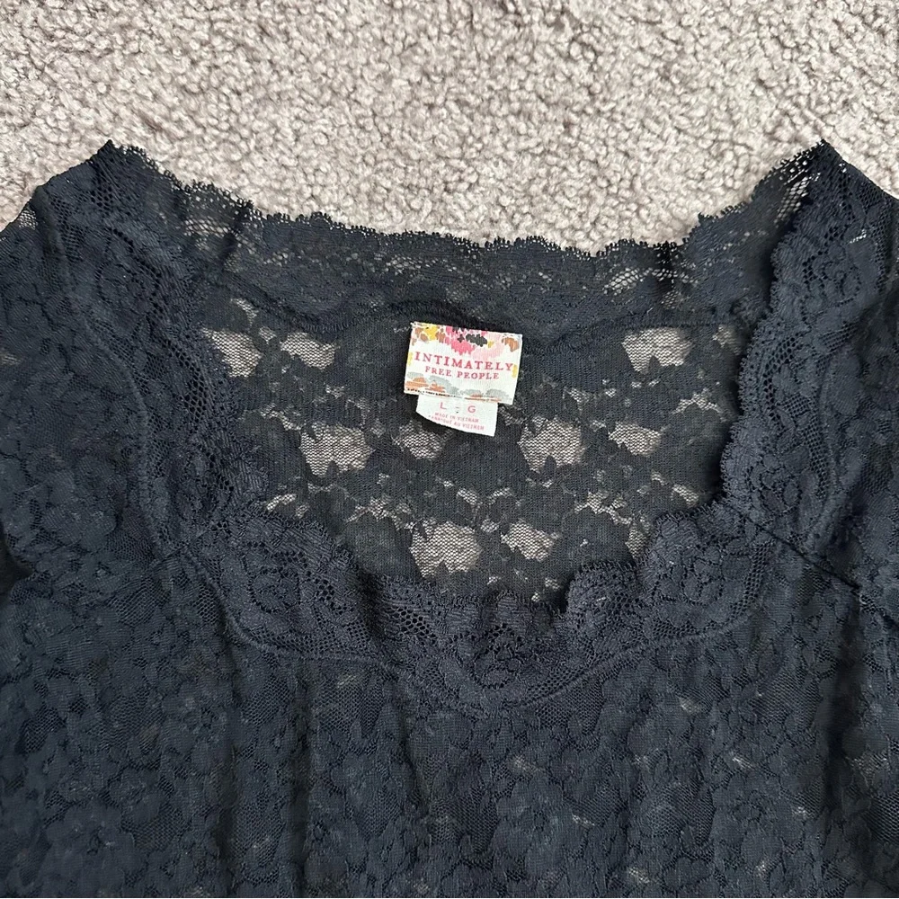 Free People Intimately Black Lace Long Sleeve Womens L